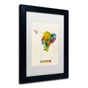 Trademark Fine Art -Michael Tompsett 'Ecuador Watercolor Map' Matted Framed Art - 1 of 4