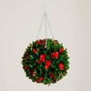 Nearly Natural 15" UV Resistant Artificial Red Tip Photinia Christmas Hanging Ball (Indoor/Outdoor) - 4 of 4
