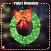 Costway 48 Inch Pre-Lit Christmas Wreath with 200 LED Lights Red Bow Hanging Hooks Green + Red/Warm White + Red - 3 of 4