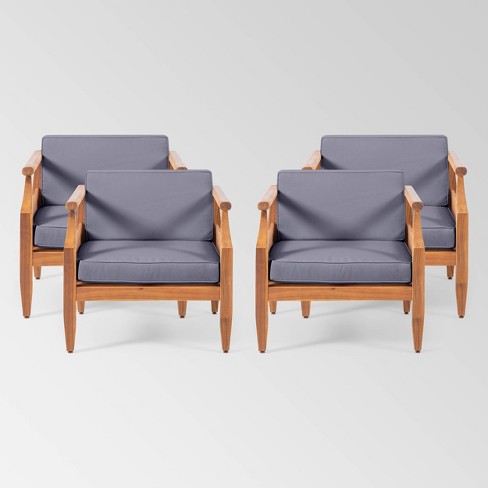 Outdoor acacia wood online club chairs