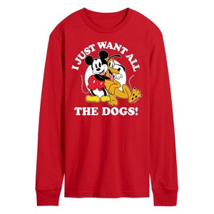 Men's - Disney - I Just Want All The Dogs Long Sleeve Graphic T-Shirt - 1 of 3