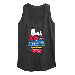 Women's - Peanuts - Snoopy Patchwork Doghouse Graphic Racerback Tank - 1 of 4