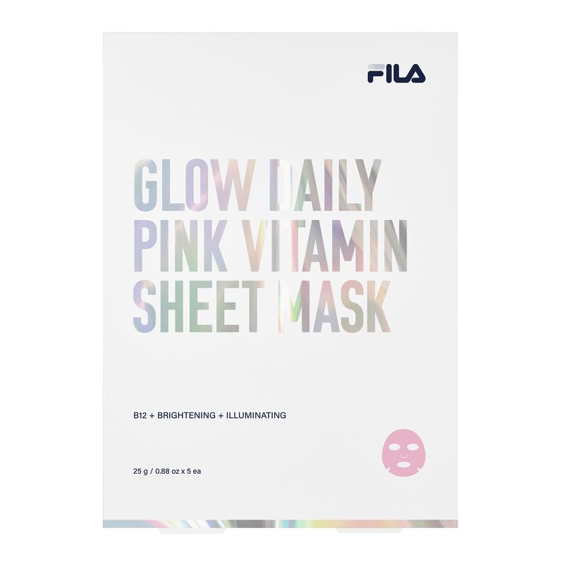 FILA - Glow Daily Pink Vitamin B12 Brightening Luminous Face Sheet Mask (5 Sheets Box), 1 of 5
