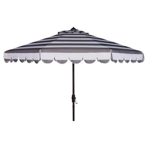 Maui Single Scallop Striped 9 Crank Auto Tilt Umbrella Gray White Safavieh Target