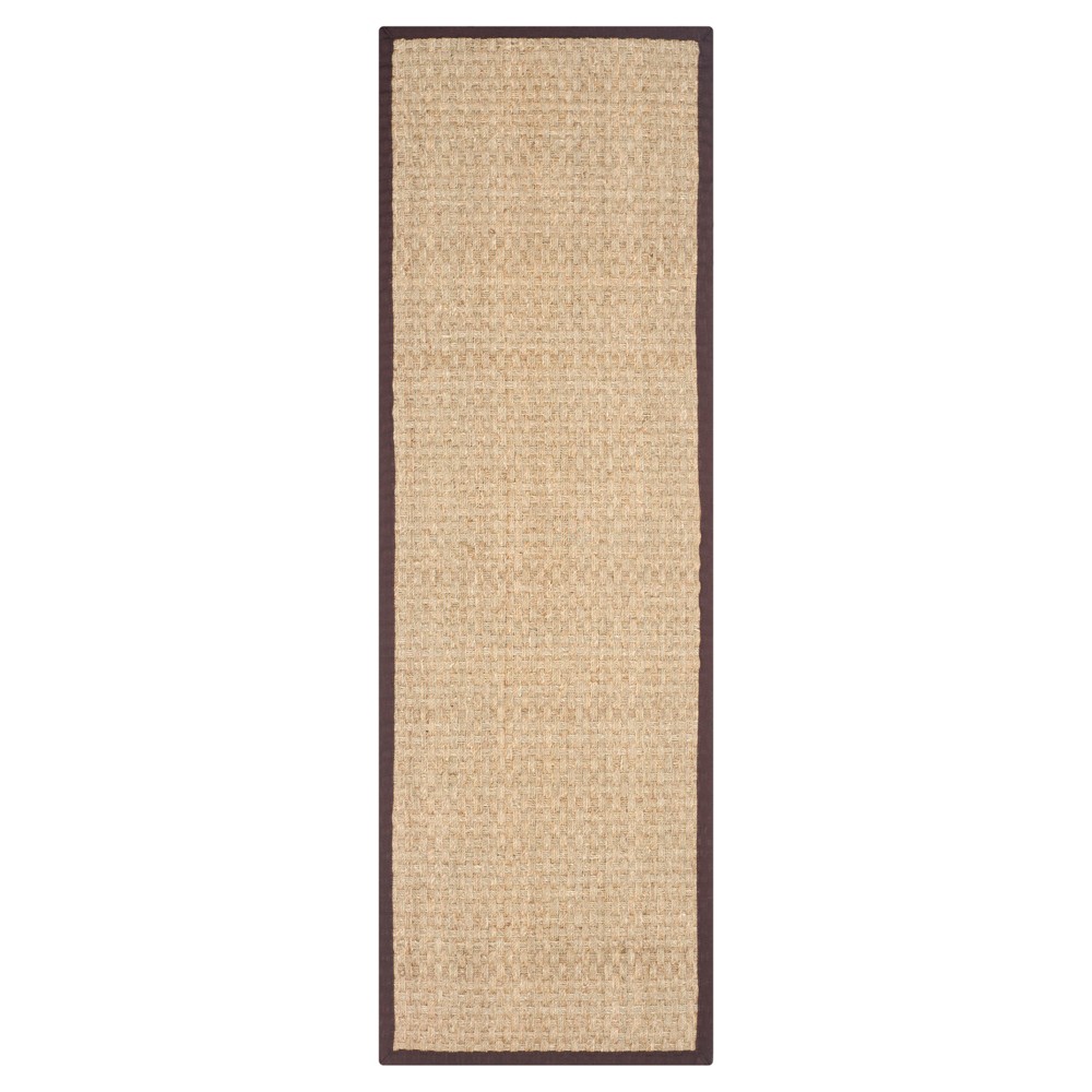 2'6inx8' Runner Natural Fiber Rug Natural/Dark Brown - Safavieh