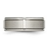 Chisel Titanium Brushed Center 8mm Ridged Edge Band Ring - 4 of 4