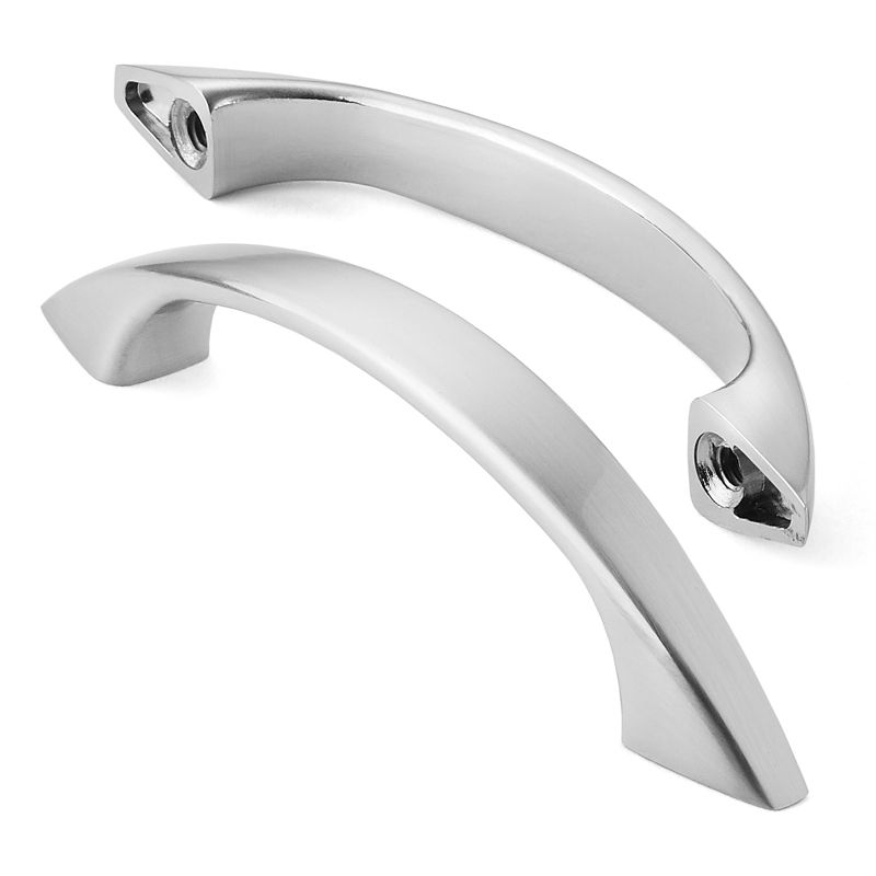 Cauldham Solid Kitchen Cabinet Arch Pulls Handles (3" Hole Centers) - Curved Drawer/Door Hardware - Style M243 - Satin Nickel, 2 of 6