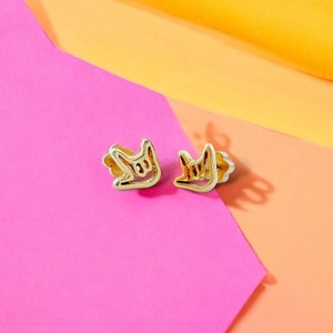 Gold Plated Stud Earrings I Love You | ETHICGOODS - 1 of 3