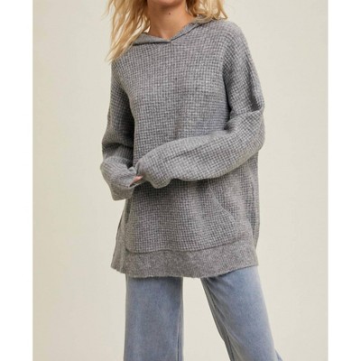 Women's Waffle Sweater Hoodie Top - WISHLIST M