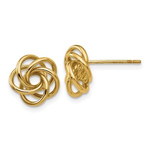 Black Bow Jewelry 10mm Polished Love Knot Post Earrings in 14k Yellow Gold - 1 of 4