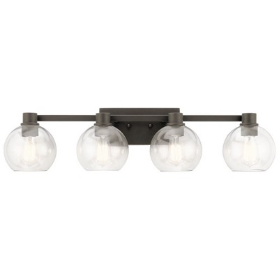 Harmony Brushed Nickel 33.5" Transitional Vanity Light with Clear Globe Shades