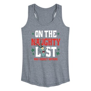 Women's - SpongeBob SquarePants - Plankton Naughty List Graphic Racerback Tank - 1 of 4