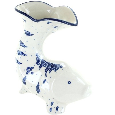 Blue Rose Polish Pottery Oceana Fish Bud Vase