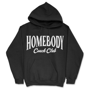 Homebody Couch Club Adult Hoodie Funny Sarcastic Graphic Novelty Hooded Sweatshirt - Crazy Dog Hoodie for Introverts - 1 of 4