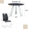 Infurnic Dining Sets Dining Table and Chair Set Mirror-polished Stainless Steel Base 4 Chairs Modern Luxury Round , Black, 42"*42"*29.5" - 3 of 4