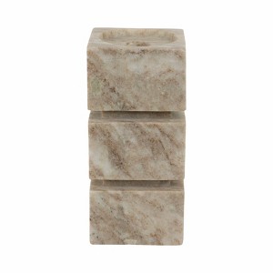 Modern Marble Candle Holder for Pillar & Taper Candles - Stone Square Design - Glam Accent for Home, Office, Bedroom & Living Room - 1 of 4