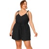 Agnes Orinda Women's Plus Size Polka Dots Drawstring Spaghetti Strap High Elastic Wais Sleeveless Dressy Rompers - 3 of 4