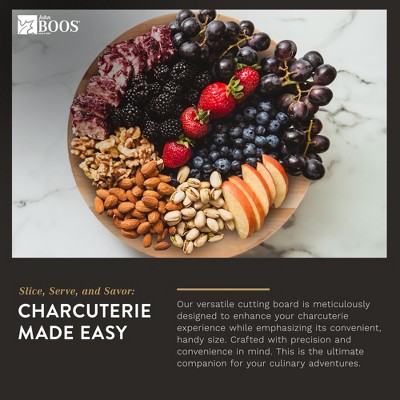 Maple Wood Round Cutting Board with Bun Feet, 12-Inch Diameter