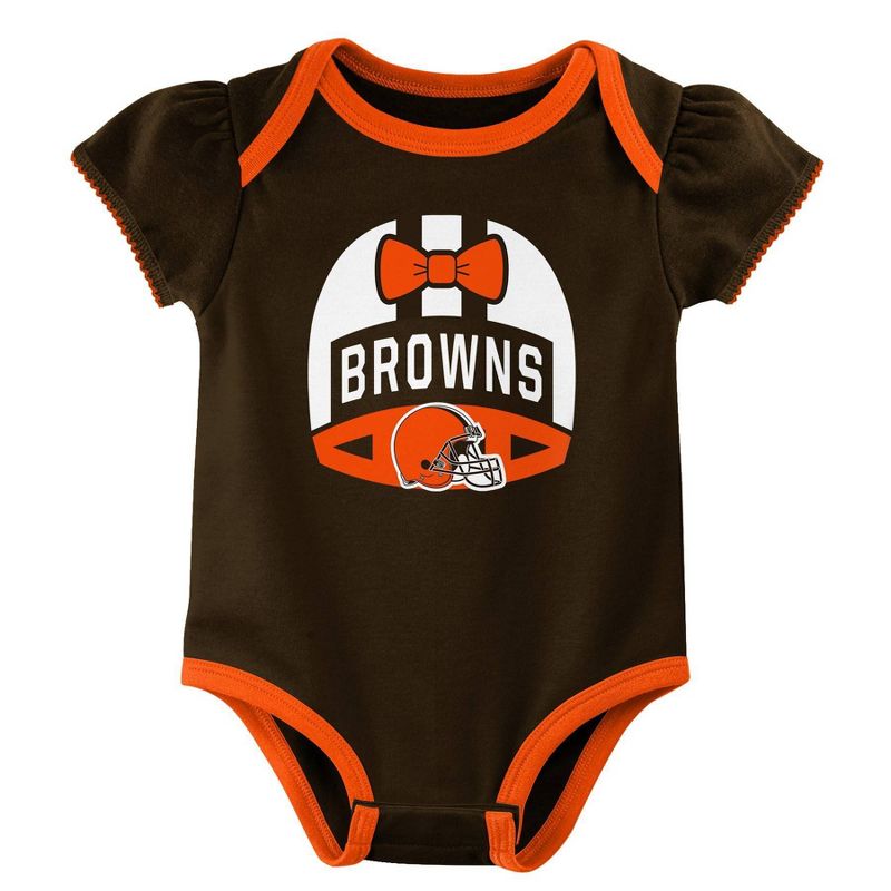 NFL Cleveland Browns Baby Girls&#39; Onesies 3pk Set, 4 of 5