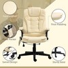 TiramisuBest High Back Vibration Massage Office Chair with 6 Points, Heated Reclining Beige PU Leather Chair with Armrest & Remote - 3 of 4