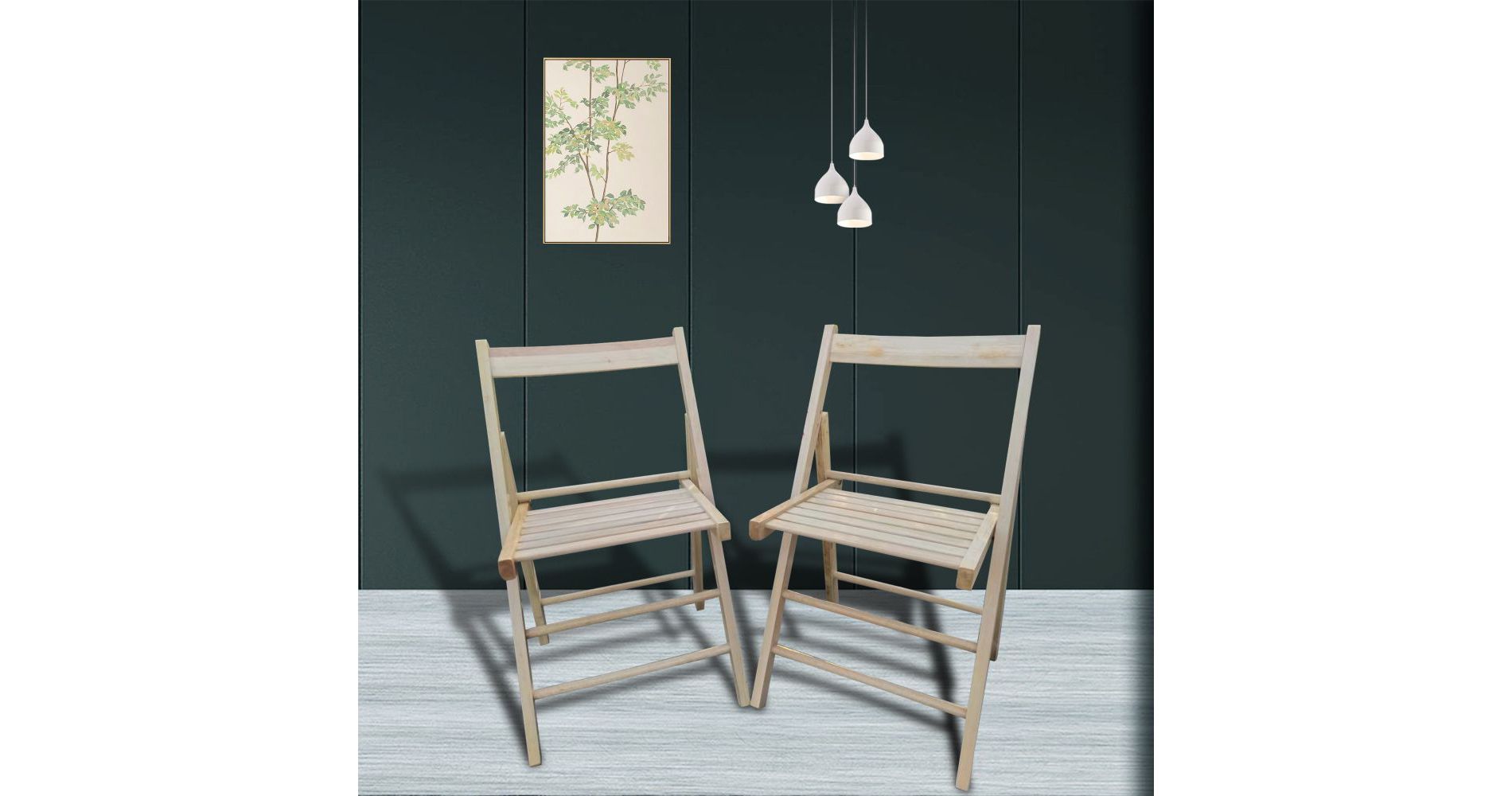 Aghana Digitals 2-Pack Solid Wood Folding Chairs, Slatted Seat Open Back, 220LBS Capacity, Natural 6.5x18.9x36.22 in