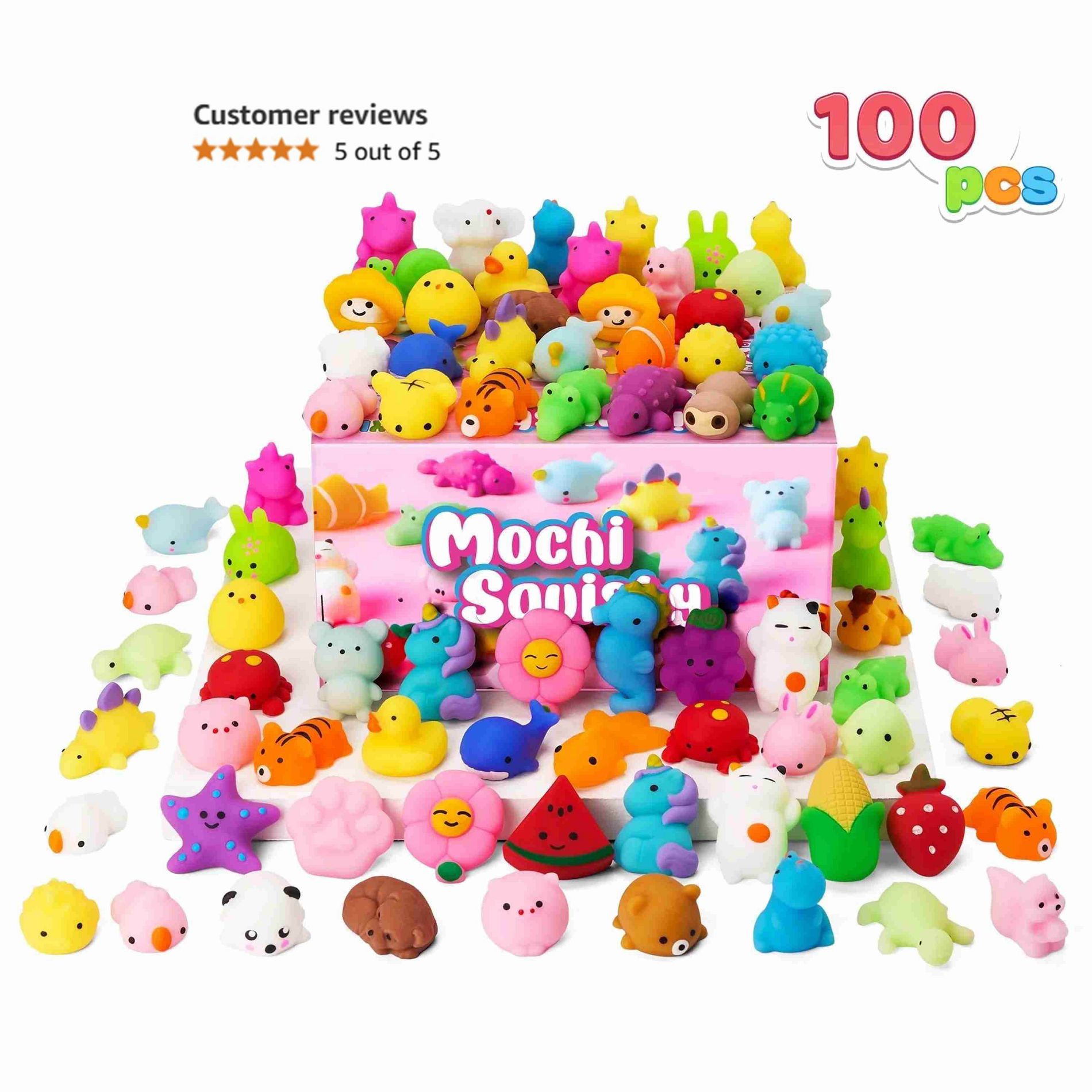 Joyfy 100 Pcs Fruit Squishies Mini Animals Kids Toys Party Favor Stress Relief Novelty Fidget Toys for Pinata Fillers Classroom Prizes Birthday Gifts