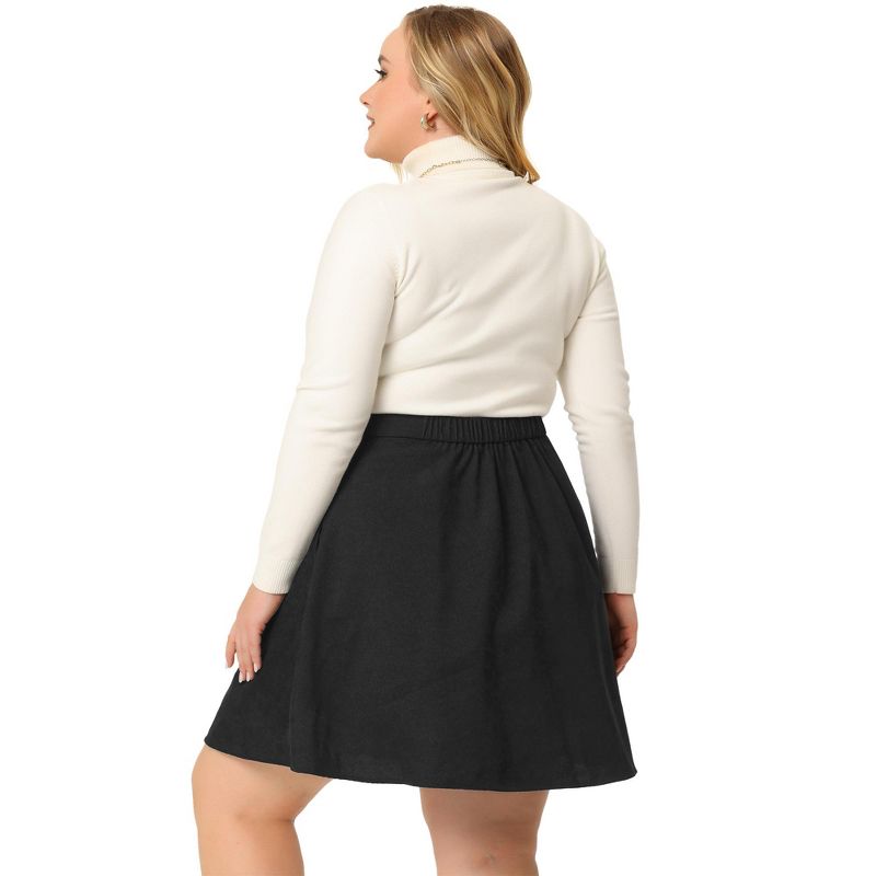 Agnes Orinda Women's Plus Size Corduroy Button Mid-Rise A-Line Mini Skirts, 4 of 7