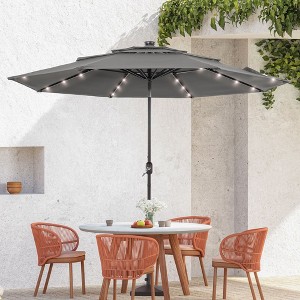 Sonkuki 10FT Outdoor 3-Tier Patio Market Umbrella w/Solar Lights and Aluminum Pole - 1 of 4