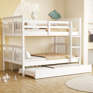 Whisen Full over Full Bunk Bed with Twin Size Trundle and Ladder - 1 of 4