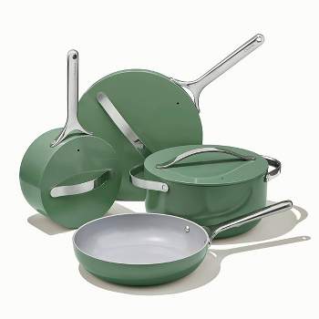 Forged Aluminum Healthy PFA-Free Ceramic Pots and Pans Cookware Set,  7-Piece Set, Mint Green - AliExpress