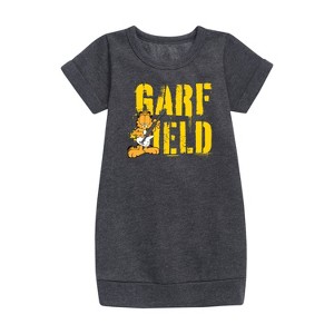 - Garfield - Grunge Graphic Short Sleeve Fleece Dress - 1 of 2