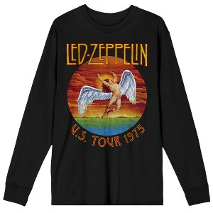 Led Zeppelin Swan Song U.S. Tour 1975 Adult Black Long Sleeve Tee - 1 of 4