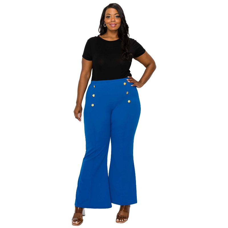 L I V D Women's High Waisted Button Detail Flare Pants, 1 of 4