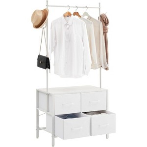 Clothing Rack with 4 Drawers, Freestanding Closet Organizer, Clothes Stand Dresser with Steel Frame & Wooden Top, Tall Closet Storage Organizer - 1 of 4
