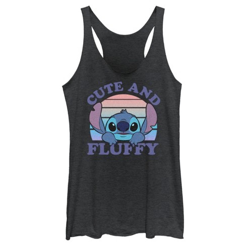 Women's Lilo & Stitch Cute and Fluffy Racerback Tank Top - Black Heather -  2X Large