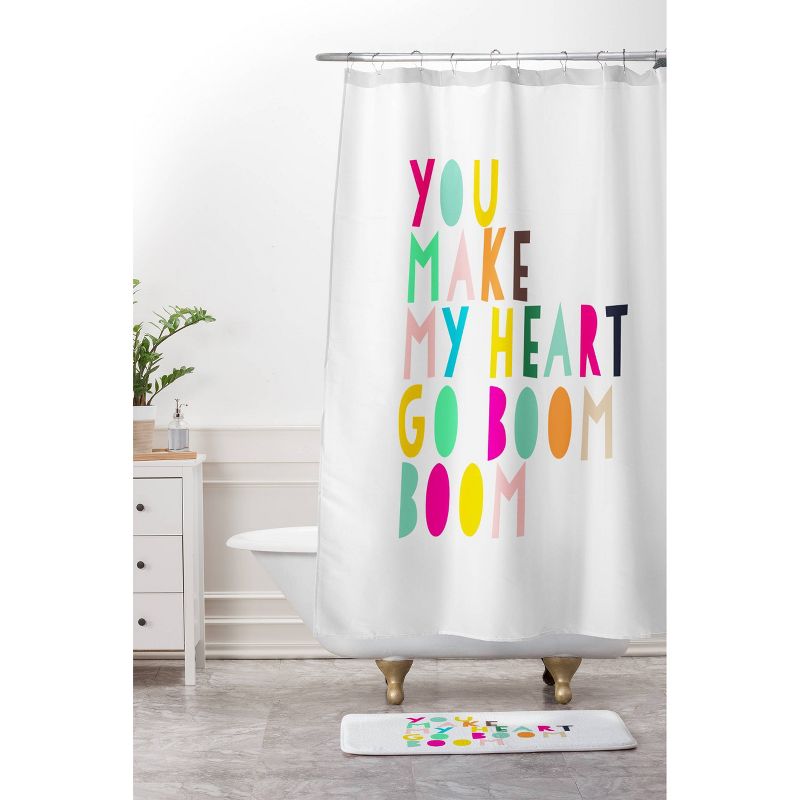 Hello Sayang You Make My Heart Go Boom Boom Bath Rugs and Mats White 24" x 36" - Deny Designs, 5 of 6