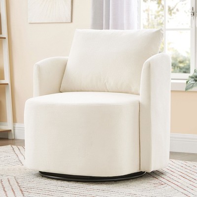 CAVINAS 360° Swivel Barrel Accent Chair,Rotating Sitting Chair,Chenille Upholstered Armchair with Curved Design for Living Room,Bedroom,Office