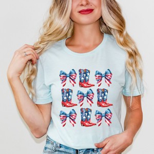 Simply Sage Market Patriotic Boots Stacked Coquette Short Sleeve Tee - 1 of 4