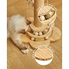FAAYFIAN 4-in-1 Wooden Cat Tree with Dual Track Balls & Feather Toy ¨C Compact Activity Tower with Scratching & Perch for Indoor Kittens & Cats - 3 of 4