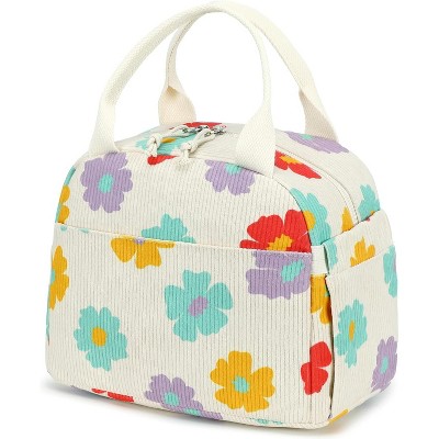 Lunch Bag for Women Men Cute Corduroy Lunch Tote Bags Reusable Insulated Lunch Box Large Capacity Reusable Insulated Cooler for Work Picnic or School