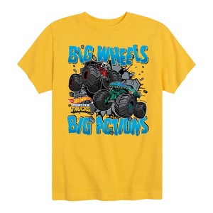 Boys' - Hot Wheels - Monster Trucks Big Wheels Big Actions Short Sleeve Graphic T-Shirt - 1 of 4