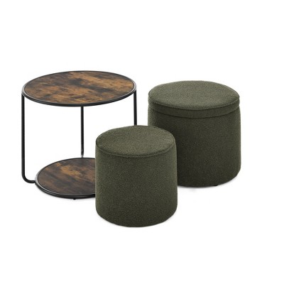 FURNIinspire Ottomans And Benches Multi Functional Combination Set Table Combination And Table Drum Stool Storage Space, Green
, 23.60"*23.60"*19.68"