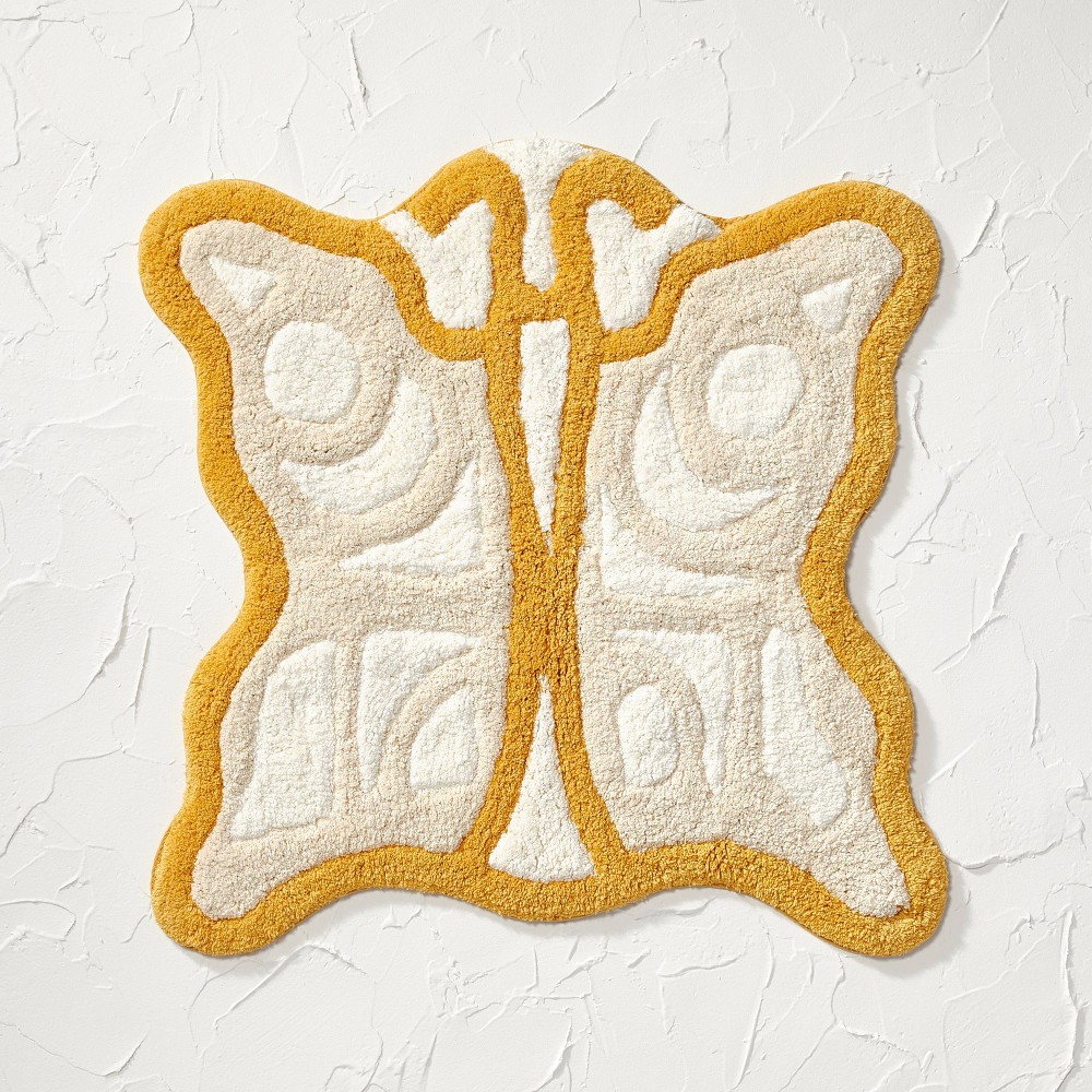 Photos - Bath Mat 26"x26" Butterfly Shaped Bath Rug Yellow - Opalhouse™ designed with Jungal