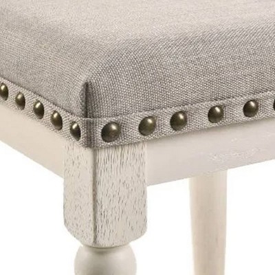 Tasnim Antique White and Oak Backless Counter Height Stool