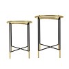 GDFStudio Aragon Modern Iron Side Tables with Glass Top (Set of 2) - 3 of 4