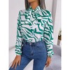 Coolmee Women's Bow Tie Knot Mock Neck Long Sleeve Elegant Workwear Blouse Shirt Top - 2 of 4