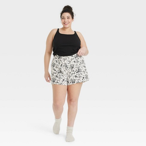 Women's Boxer Pajama Shorts - Colsie™ Black/white/floral 2x : Target