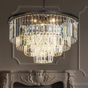 ALOADECOR 8-Lights Modern  4-Tier Round Crystal Fringe Chandelier - 1 of 4