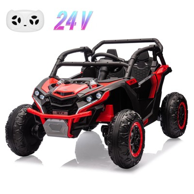 24V 2-Seater Kids Ride-On UTV Truck with Remote Control, 4WD Electric Truck Toy Car with Music, LED Lights,Battery Powered Toy for Boys & Girls