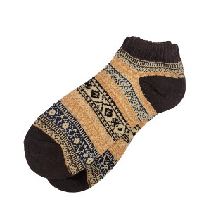 Warm Woolen Block Knitting Ankle Socks - Men's Sizes Adult Large from the Sock Panda - 1 of 3